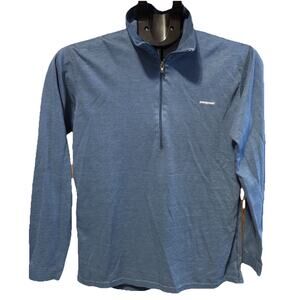 Patagonia Midweight Capilene Zip-T Mens Small Blue USA Base Layer Shirt Gorpcore